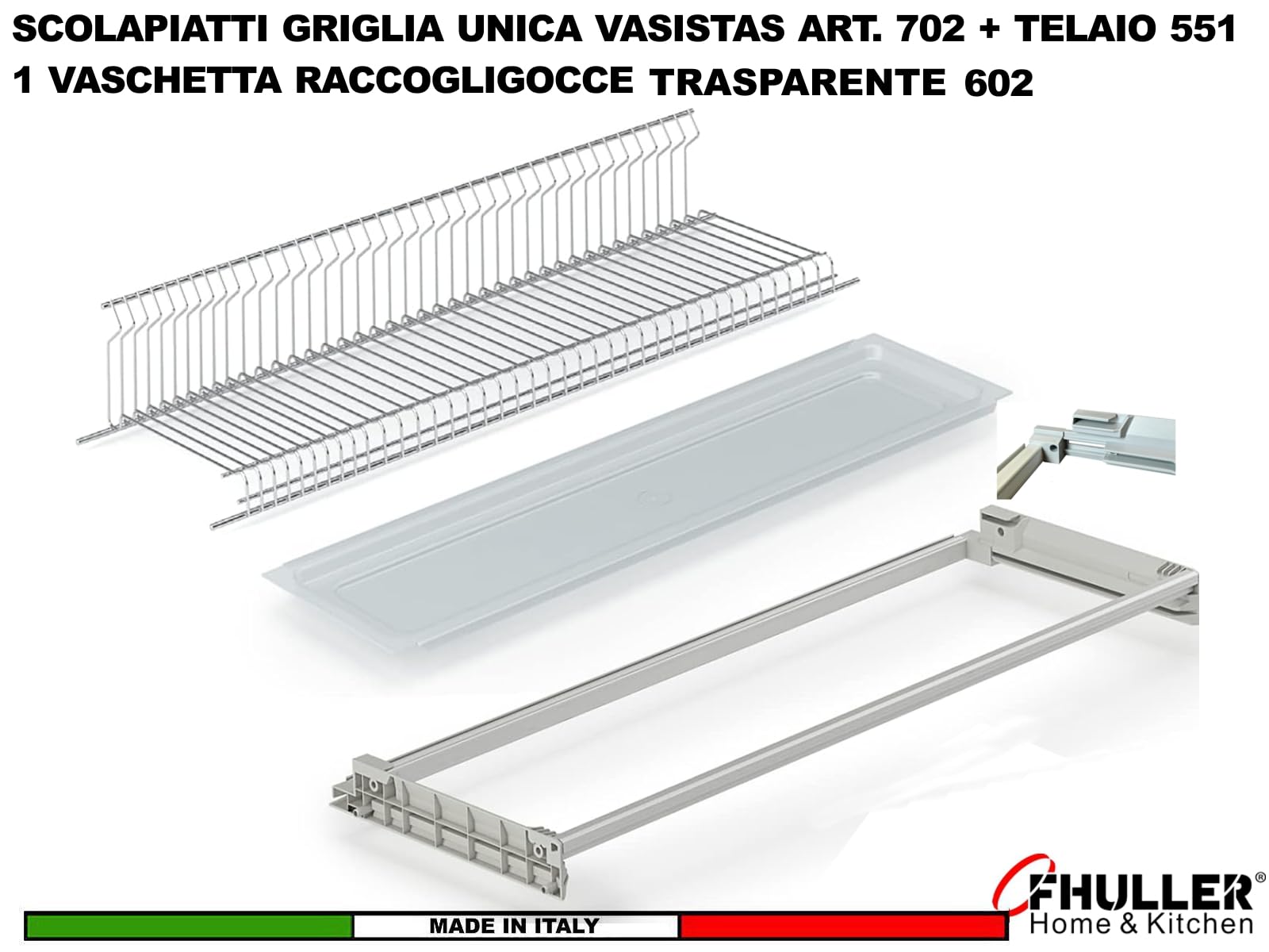Scolapiatti Incasso VASISTAS Griglia Unica Piatti Bicchieri ACCIAIO INOX (NO Cromato o Verniciato Grigio) 702/90XP3 PENSILE 90 INTERNO 86,4 Misura SCOLAPIATTI 85,6 + Vaschetta + Telaio