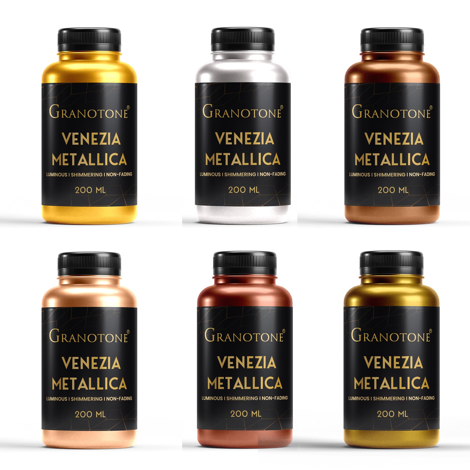 GRANOTONE Metallic Acrylic Paint Set 6 Colors 7 oz Each