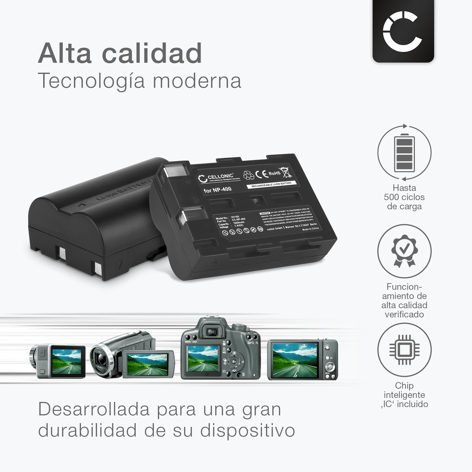 CELLONIC 2X Batería Compatible con Konica Minolta Maxxum 7D, 5D, NP-400