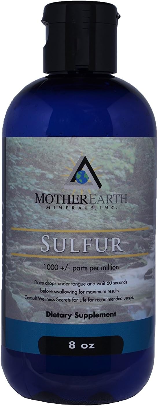 Mother Earth Minerals Ionic Liquid Sulfur Supplement – High Absorption Angstrom Sulfur Mineral Drops for Collagen Support, Protein Metabolism & Cellular Balance, 8 oz