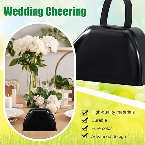 Miniatura 4 de Boao 100 cencerros de metal con asa para eventos deportivos, campanas ruidosas de vacas pequeñas, campanas de llamada para bodas, juegos de fútbol,