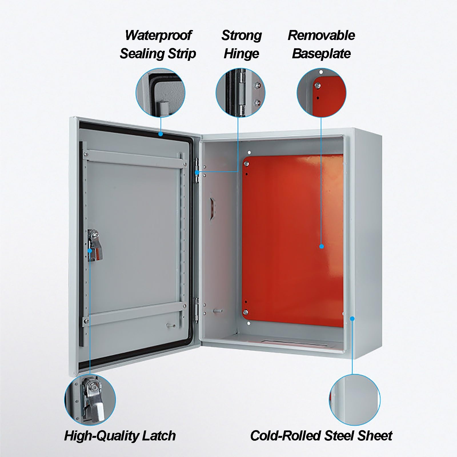 Elektrokasten, Schaltschrank Stromkasten Metall-Verteilerdose für den Außenbereich IP65, Verteilerkasten aus Kaltgewalztem Stahlblech(60x30x80cm/24x12x31in)