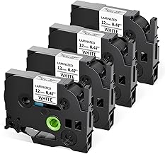 Upwinning Tze 231 Tape Cassette 12 mm Black on White Compatible with Brother P touch Label Tape 12 mm (Compatible with Brother Label Maker PT-H110 H100LB/R H105 E100/VP D200/BW/VP D210/VP), Pack of 4