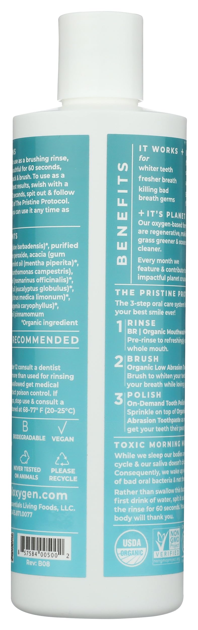 Essential Oxygen BR Organic - Enjuague bucal menta 473 ml