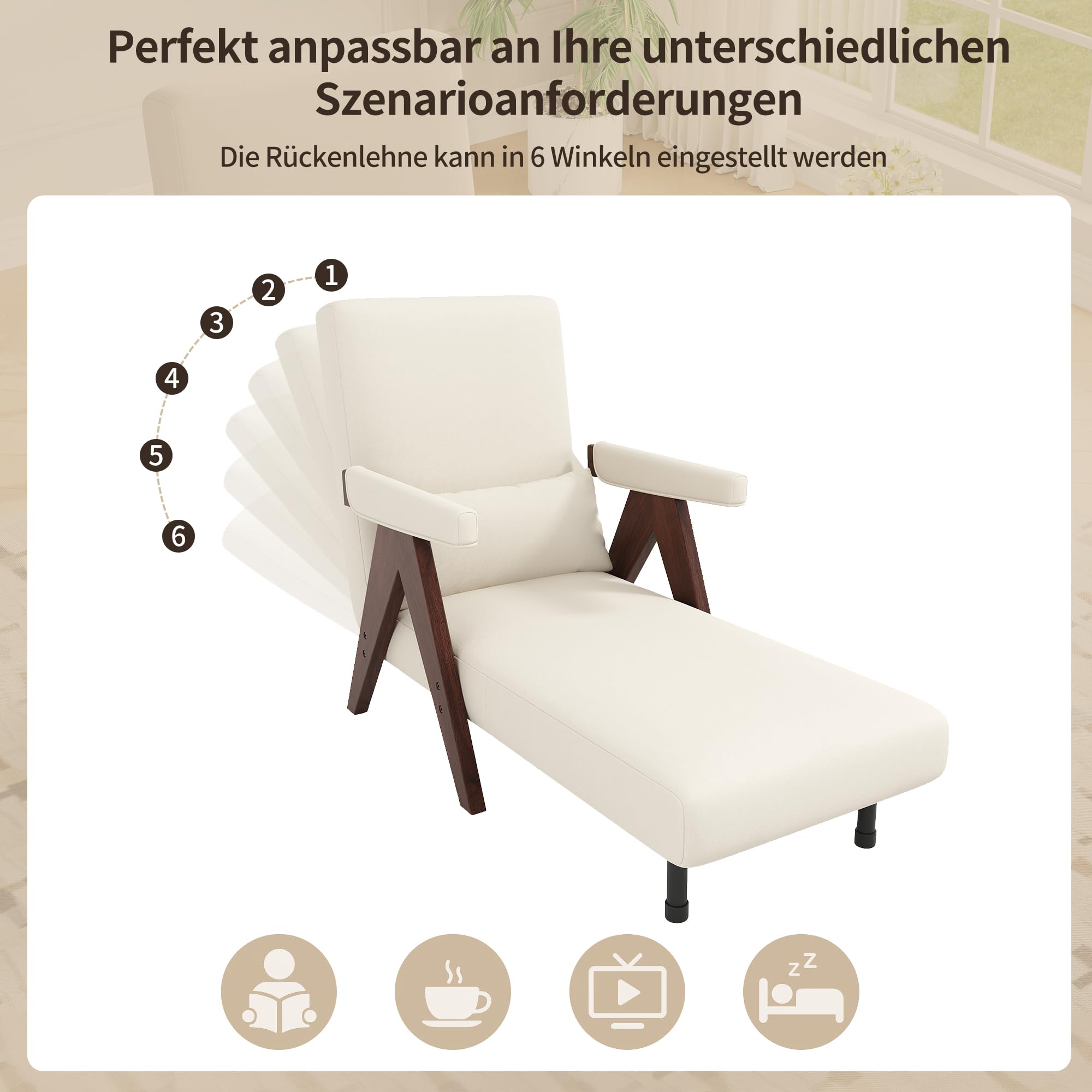 Kebnor Design Moderno: Poltrona Conversione 3 in 1 con Funzione di Sonno, Divano Letto Trasformabile, Pieghevole Imbottita, Lounge, Letto Singolo, Adatta per