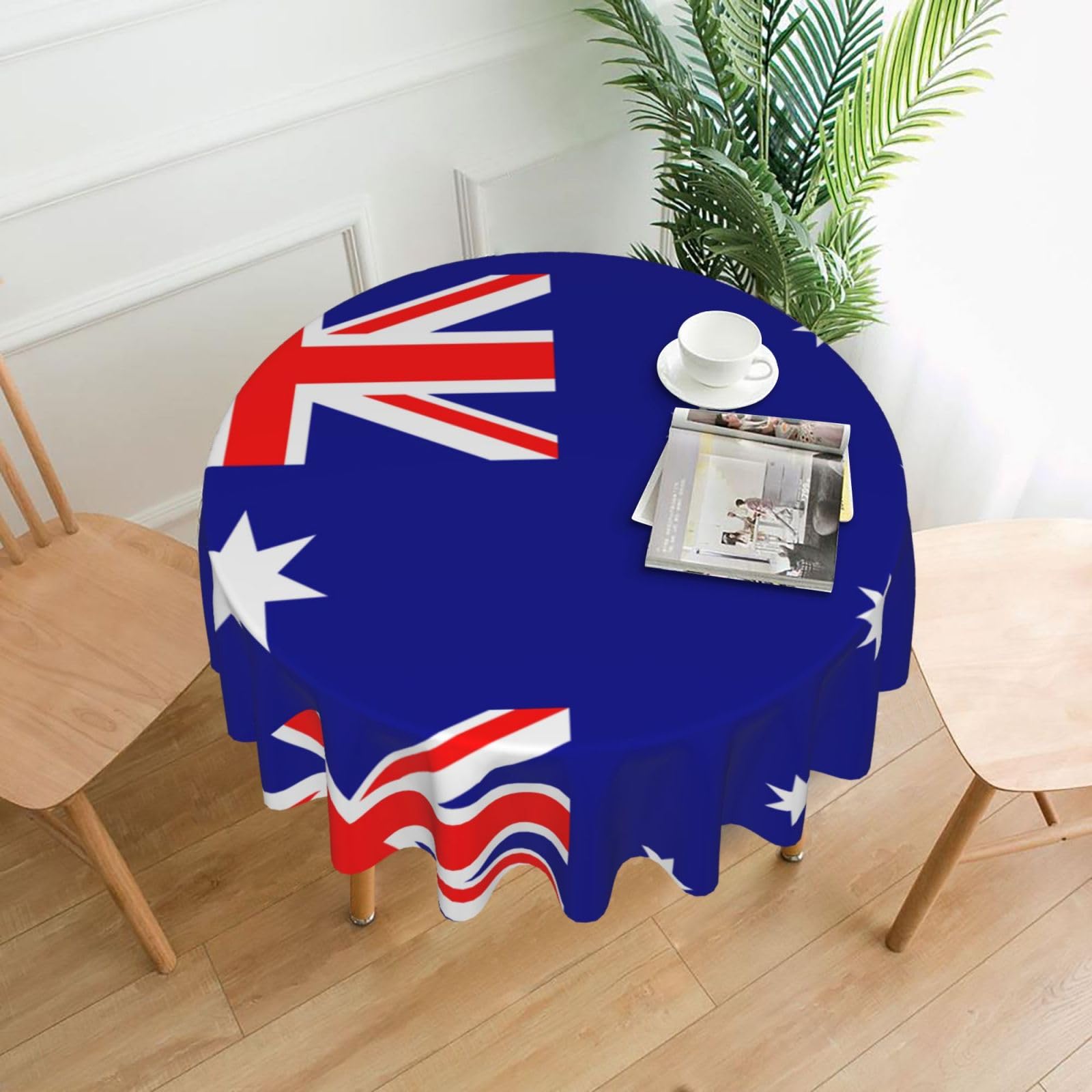 HJFCZH Australian flag Prints Round Decorative Tablecloth 60in - High-Grade Polyester Throw for Dinners, Weddings & Everyday Use