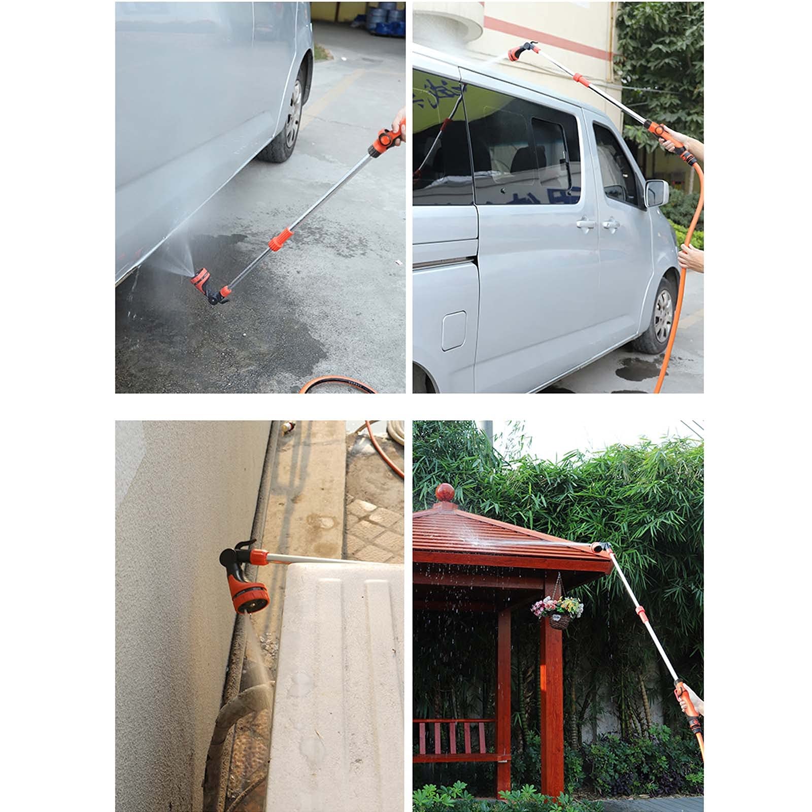 Gartenschlauch-Spritzpistole, 8 Modi Hochdruckdüsen, Teleskopstange, Düsenwinkel Eingestellt, zur Bewässerung Von Pflanzen Oder Rasen, Autowäsche