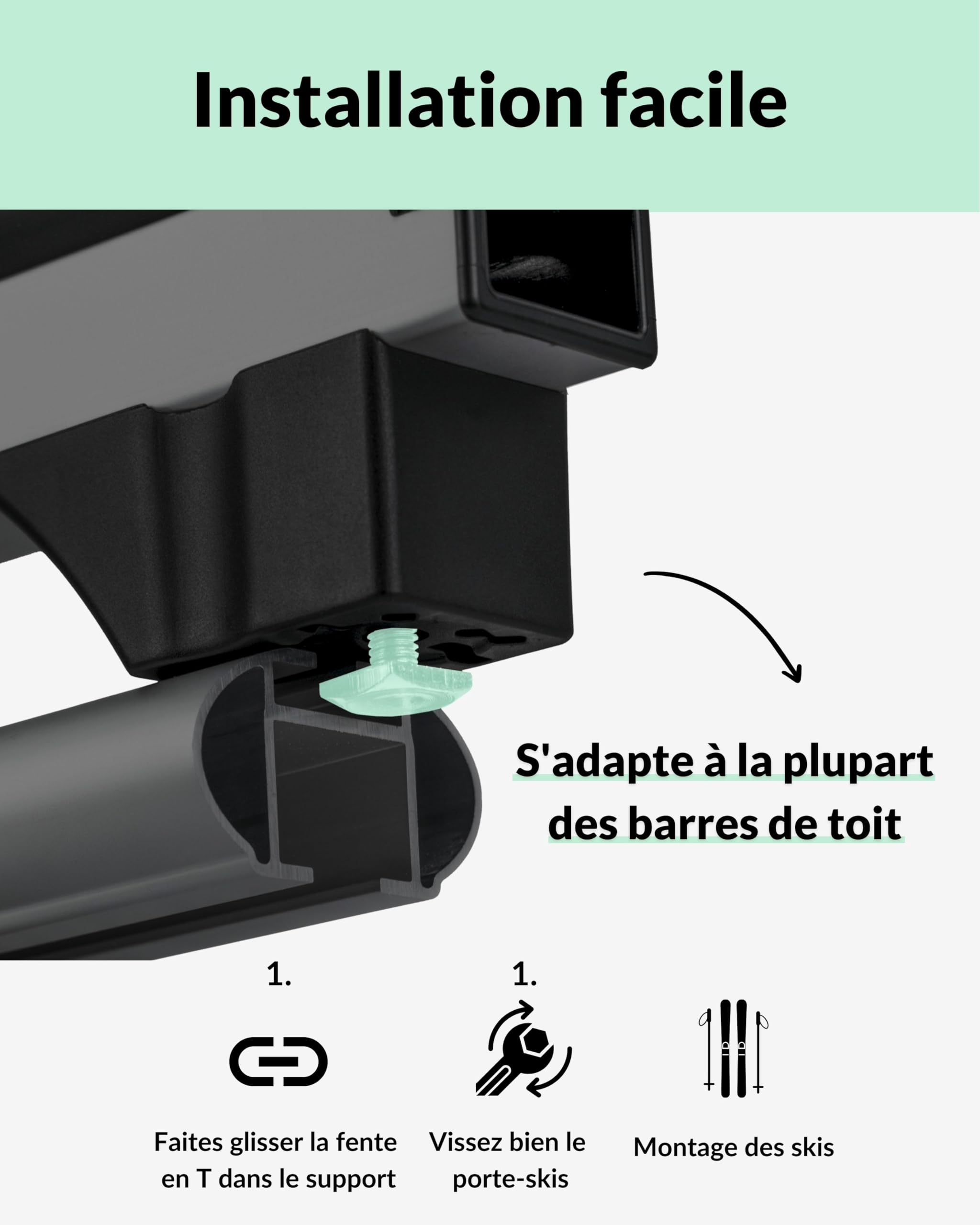 Owen Porte-skis Basic Argent | Aluminium | Pour 4 skies ou 2 snowboards | Capacité de charge 28 kg | DIN 75302:2019 & City-Crash certifié | Dimensions : 490 x 425 x 130 mm