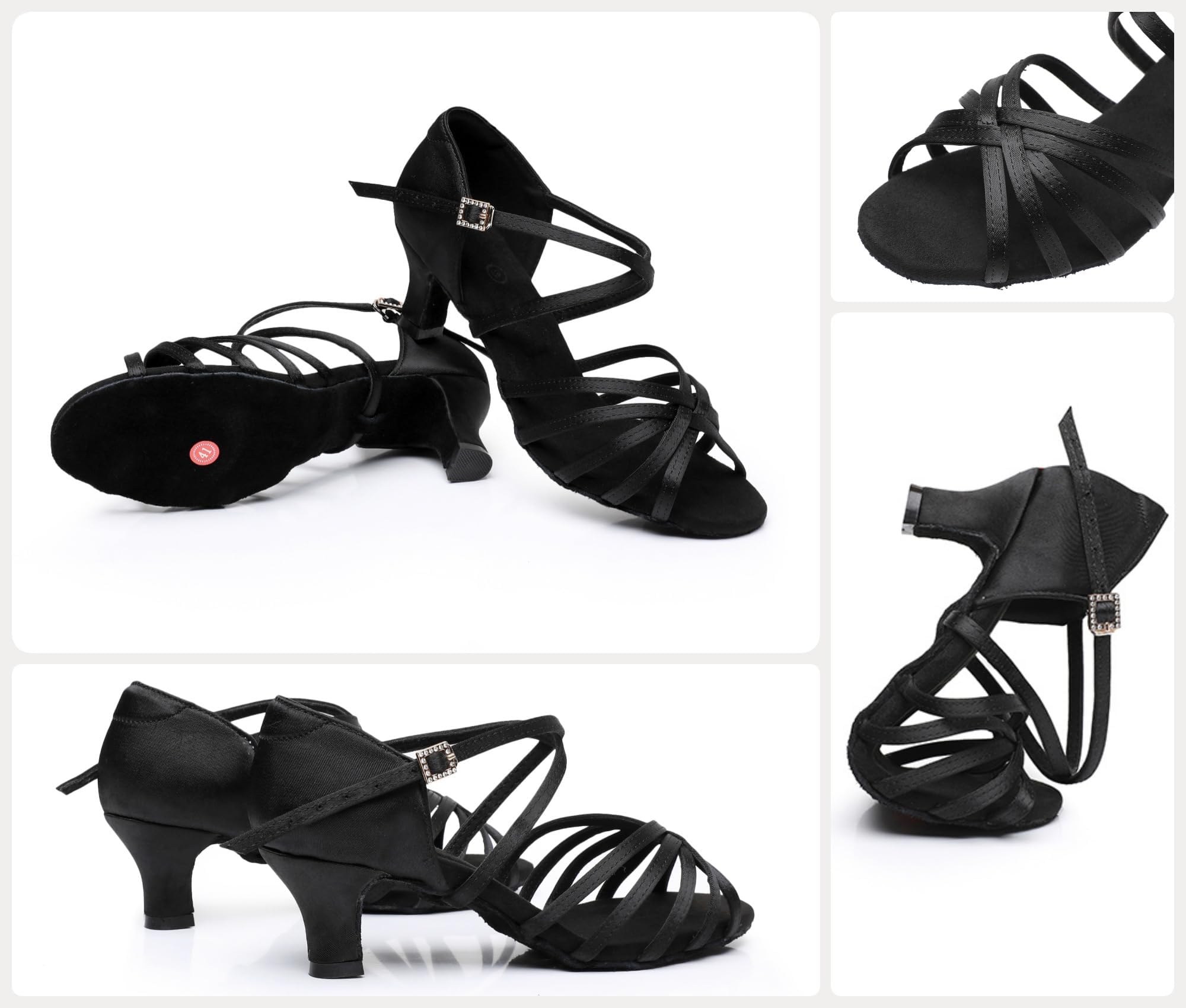Rosefinch Zapatos de Baile Latino para Mujer, Zapatos de actuación de práctica de Baile de Salsa para Fiesta de salón,5/7cm tacón