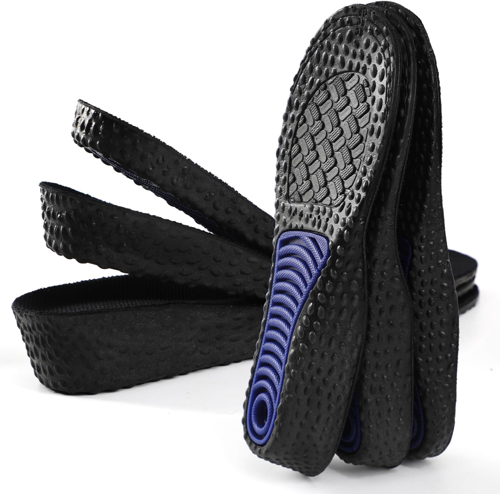 Height Increase Insole Arch Support Elastic Shock Absorbing Sports Shoe Insoles, Heel Lift Inserts Elevator Insoles for Men & Women (1.5cm-Black, Women UK 2-4)