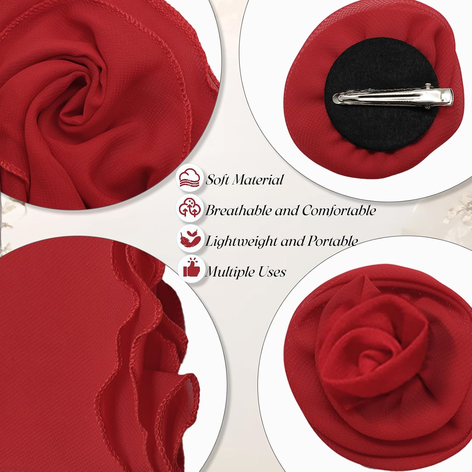 Scarf for Women with Removable Flower, Long Womens Tie Soft Neck Scarf Versatile Hair Band