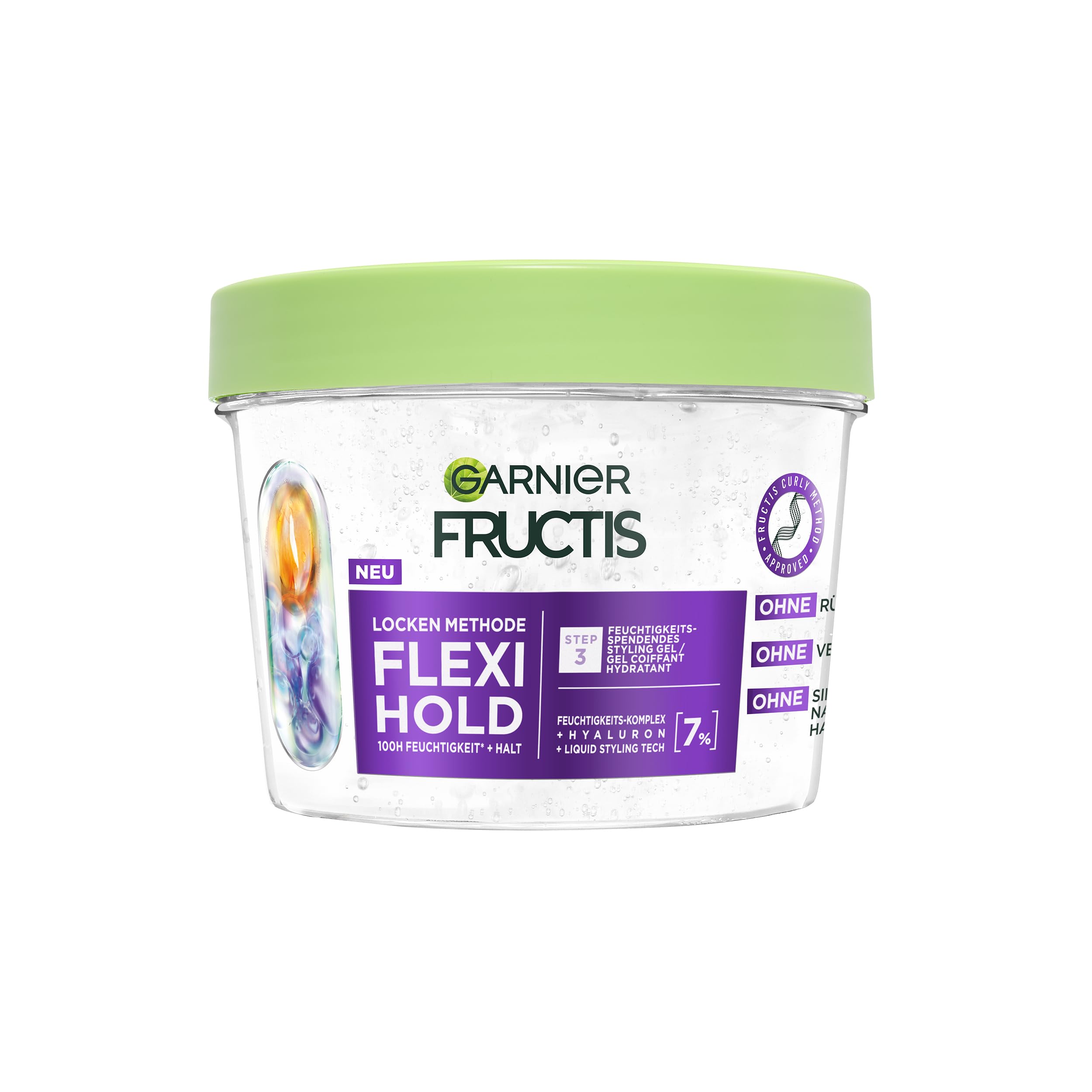Garnier Haarpflege Gel Locken Methode Flexi Hold – feuchtigkeitsspendendes Gel mit 7% Feuchtigkeits-Komplex, 370 ml
