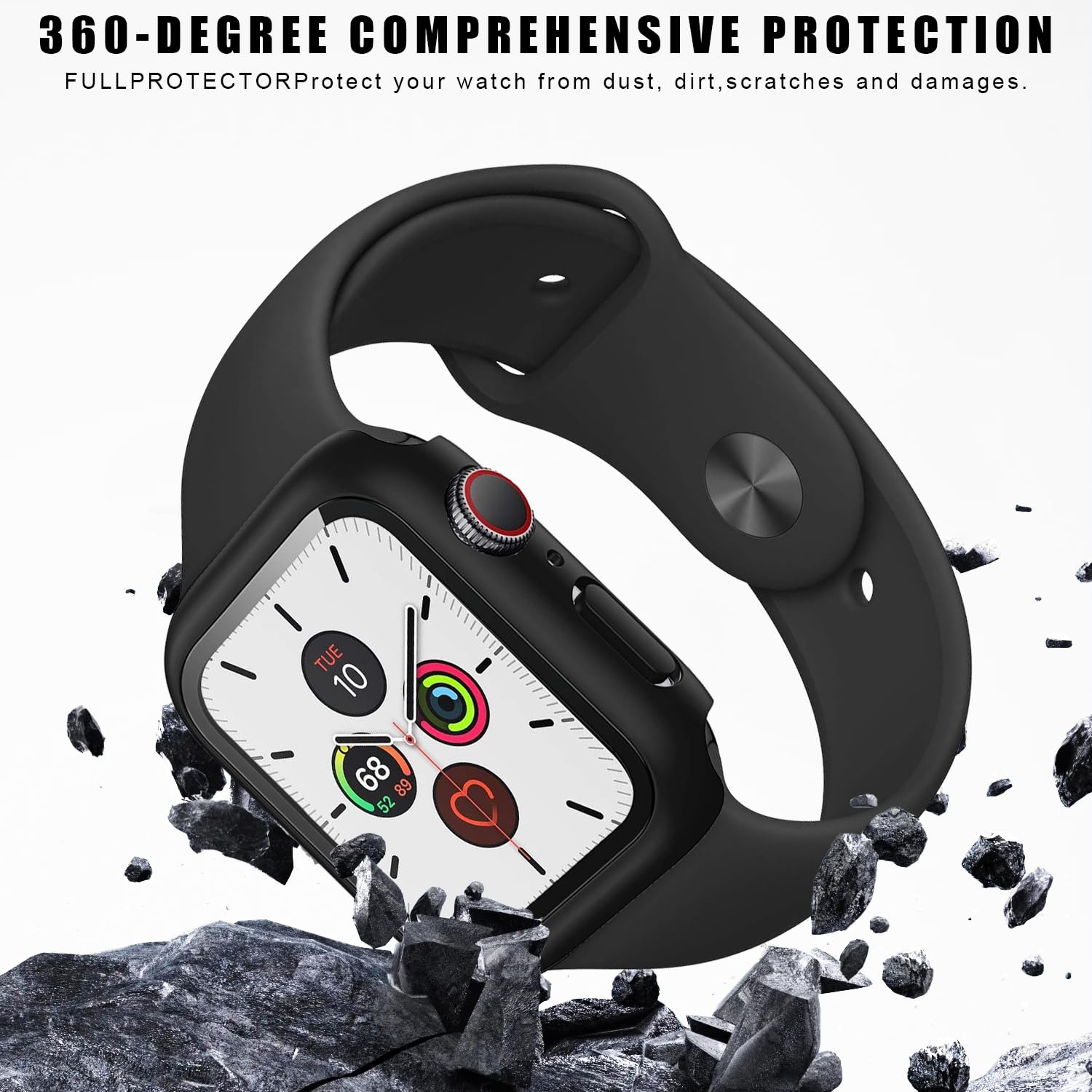Paquete de 6 fundas para Apple Watch de 1.654 pulgadas iWatch Series 3 2, vidrio templado y carcasa dura 2 en 1, diseño ultrafino, protección completa, antidesgaste de bordes, antiarañazos de