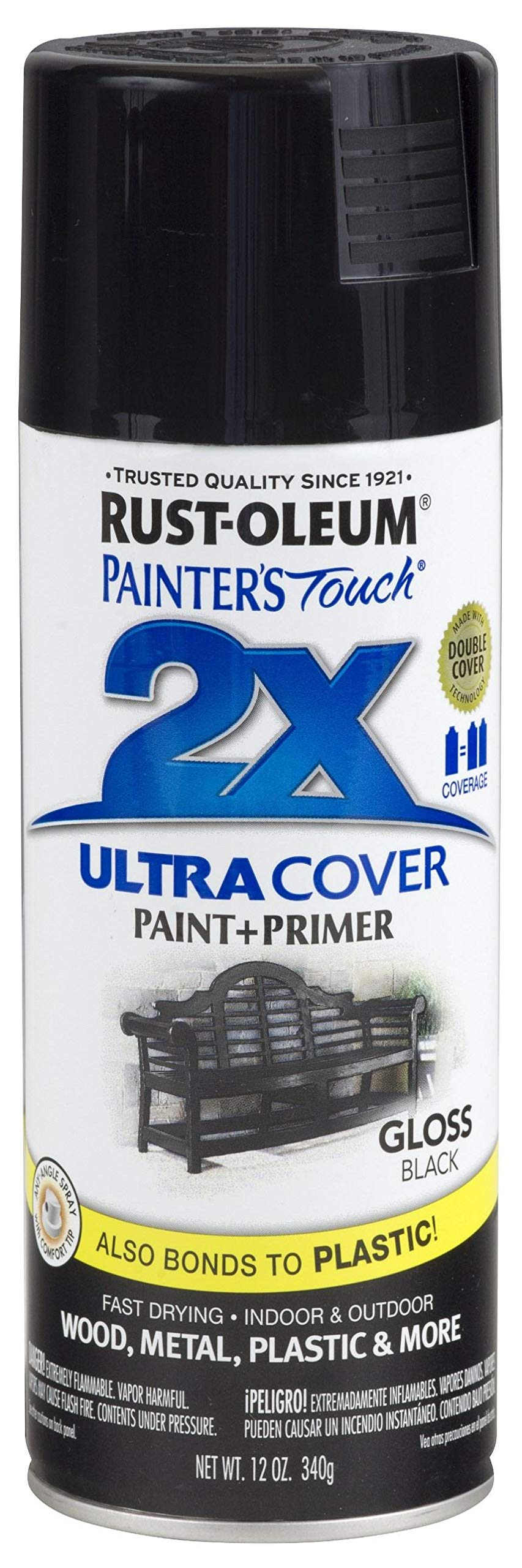 Painter’s Touch Gloss Ultra Cover Black Spray, 12 oz/ 340 g