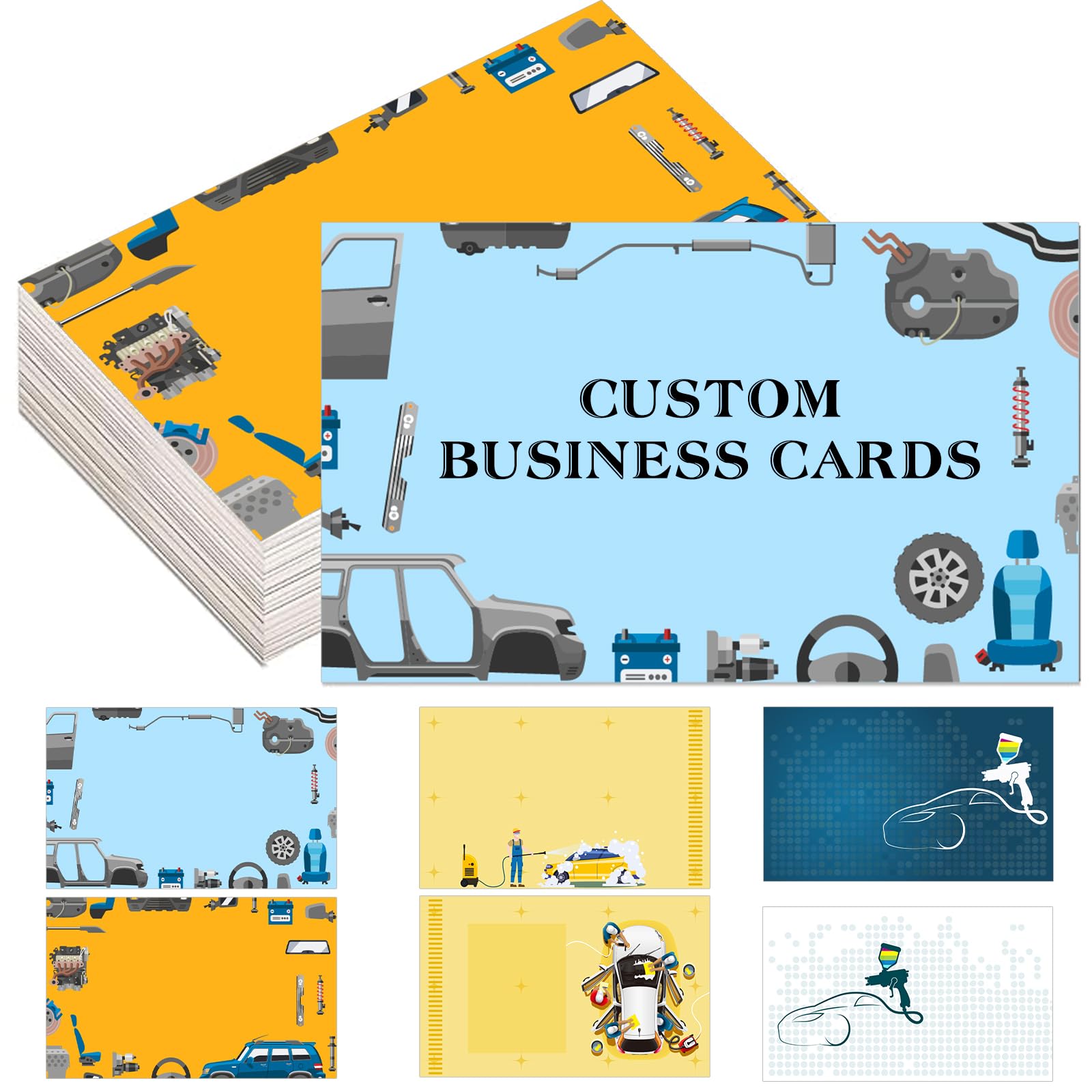 Custom Business Cards, Double-Sided Printing Customization Upload Design To Create Business Cards Customize with Logo Personalized Business Cards Customizable (Automotive Templates)