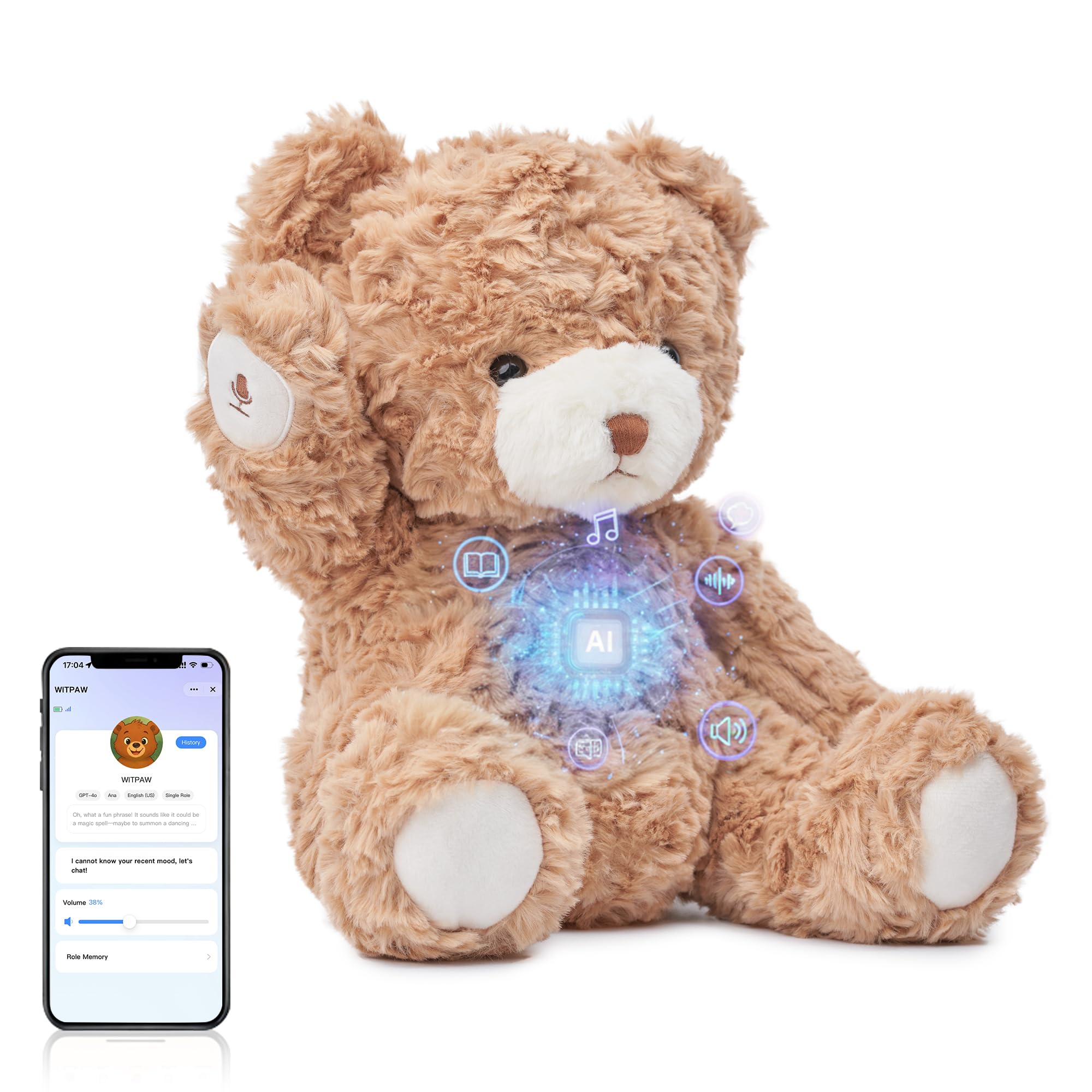 ショコラ テディベア ハンドメイド ai bear トイプードル 四つ足 Amazon.com: EBLOMA AI Teddy Bear for Kids Ages 3–9, Real-Time AI