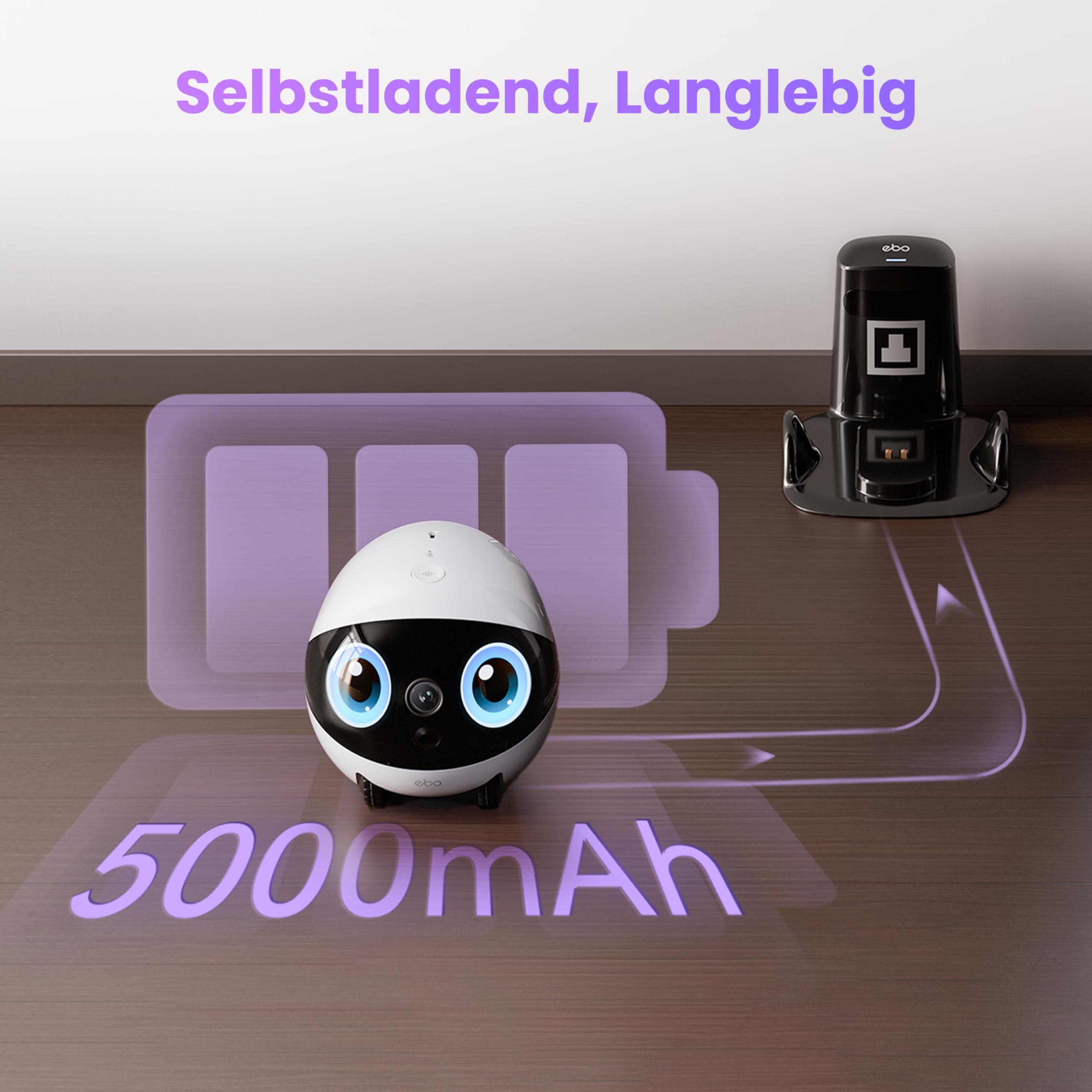 Enabot EBO Air 2 Plus FamilyBot, robot interattivo, sorveglianza domestica mobile 3K, telecamera di sorveglianza con chat AI (chatGPT) e pattuglia auto e audio e videochiamate bidirezionali (nebbia