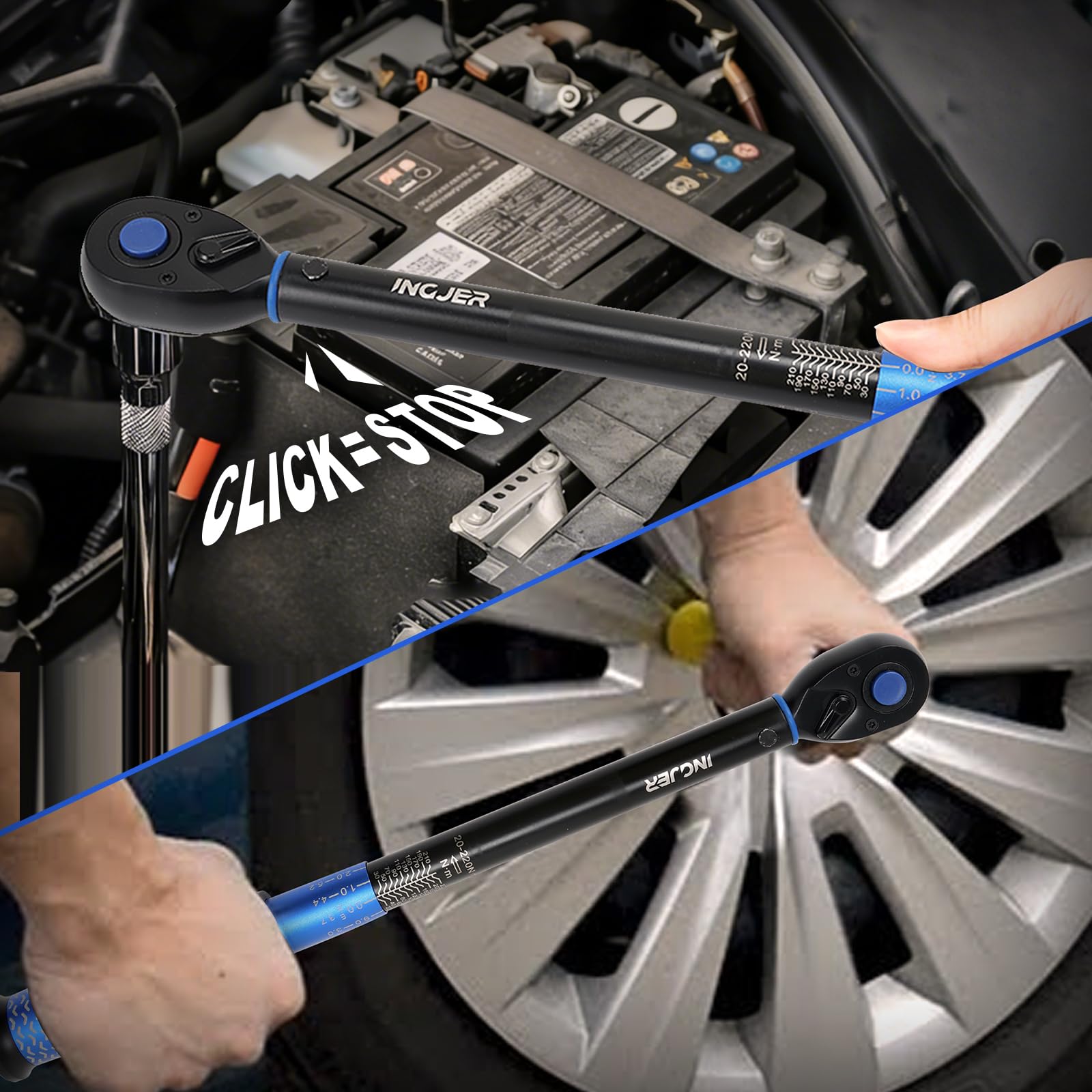 Upgrade 1/2 Zoll Drehmomentschlüssel Auto, 20-220 NM Einstellbar Drehmomentschlüssel Fahrrad, ±3% Fehlergenauigkeit, drehmoment 1/2 zoll,72 Zähne Drehmoment-schlüssel für Auto, torque wrench
