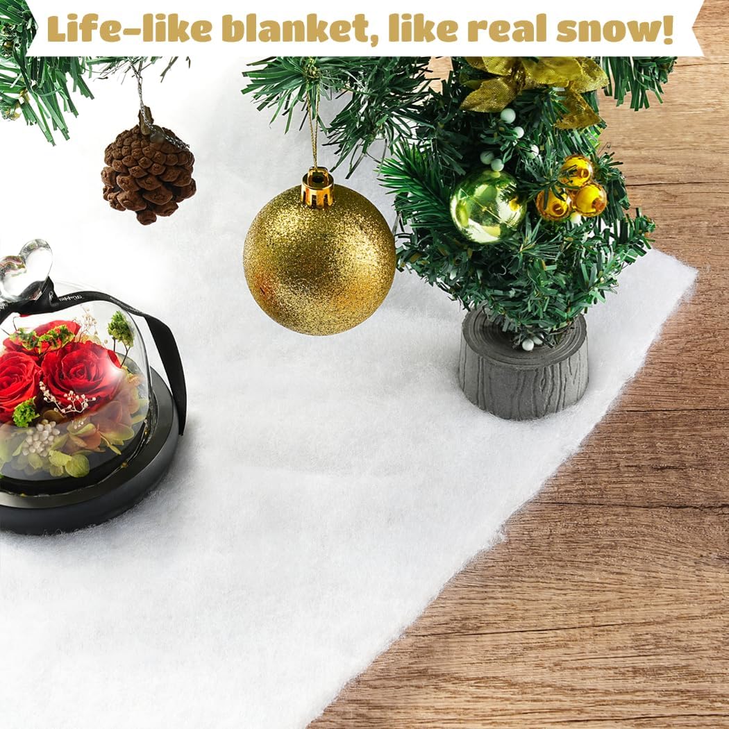 3 Pcs Artificial Christmas Snow Blanket Rolls, Soft Fluffy Fiber Snow Carpet for Holiday Parties and Displays, 59 X 31 Inches