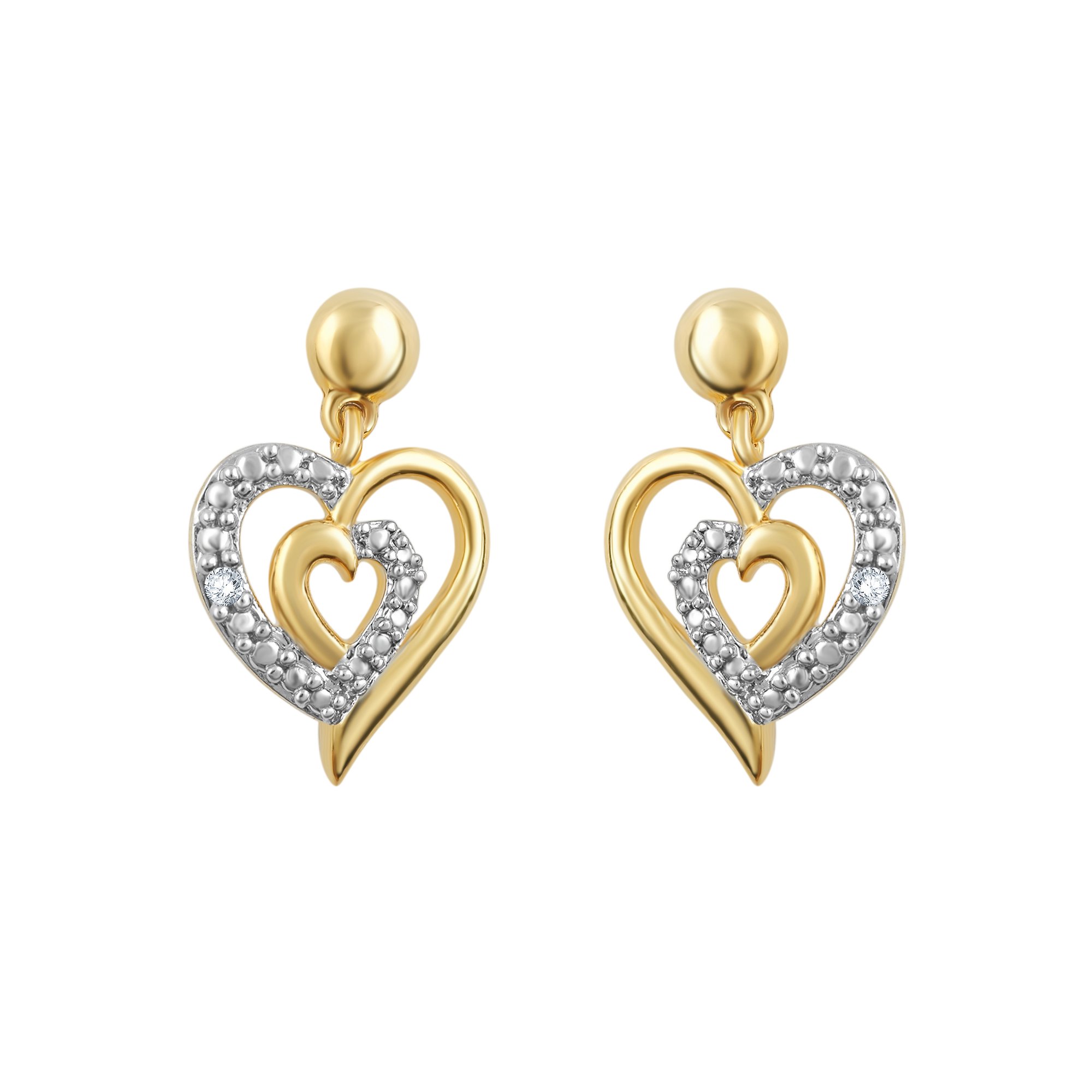 DiamondMuseDiamond Accent Heart Stud Earrings for Women, Girls & Teen Mama Mothers Day Gifts