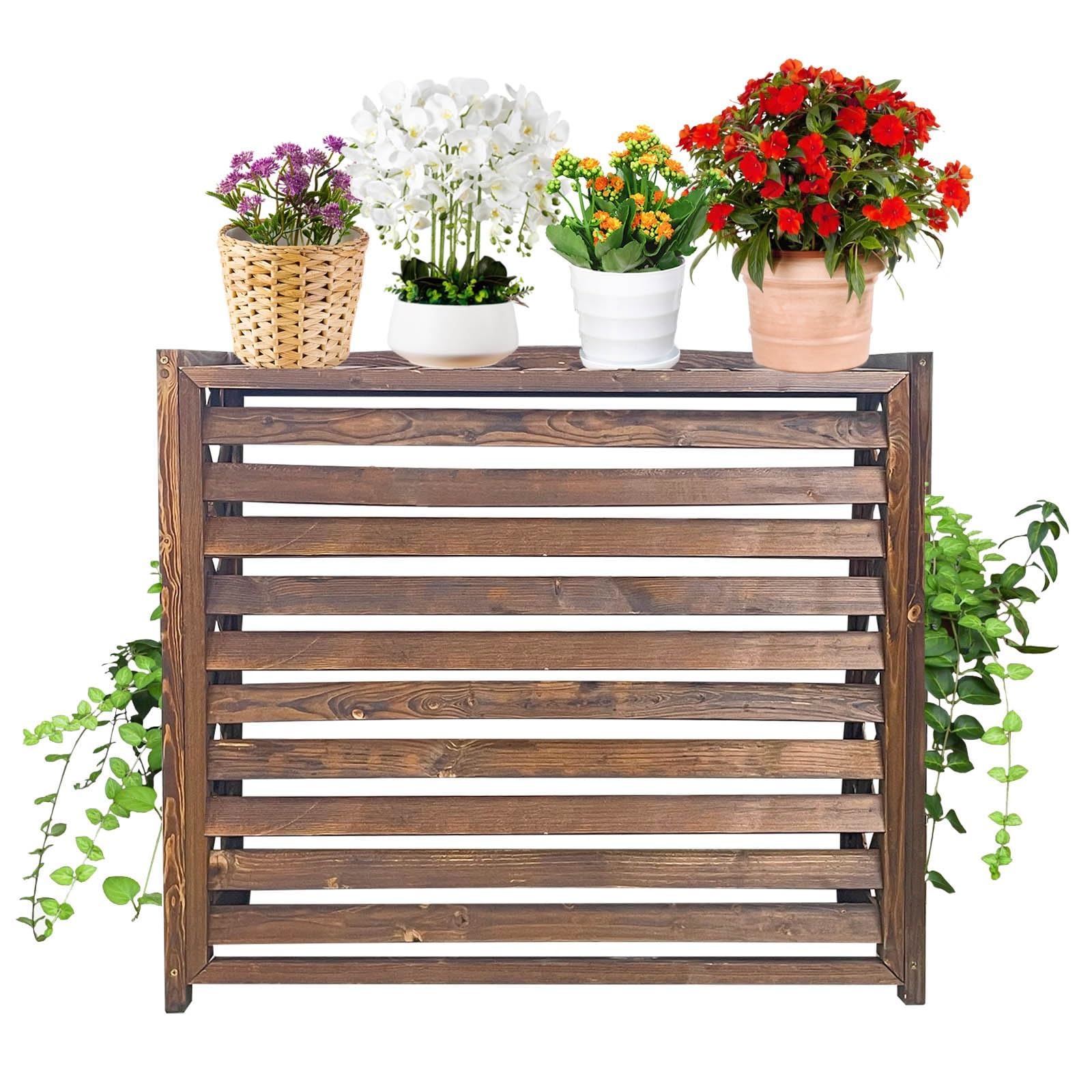 VARAKA Support De Climatiseur Extérieur En Bois Design D'obturateur