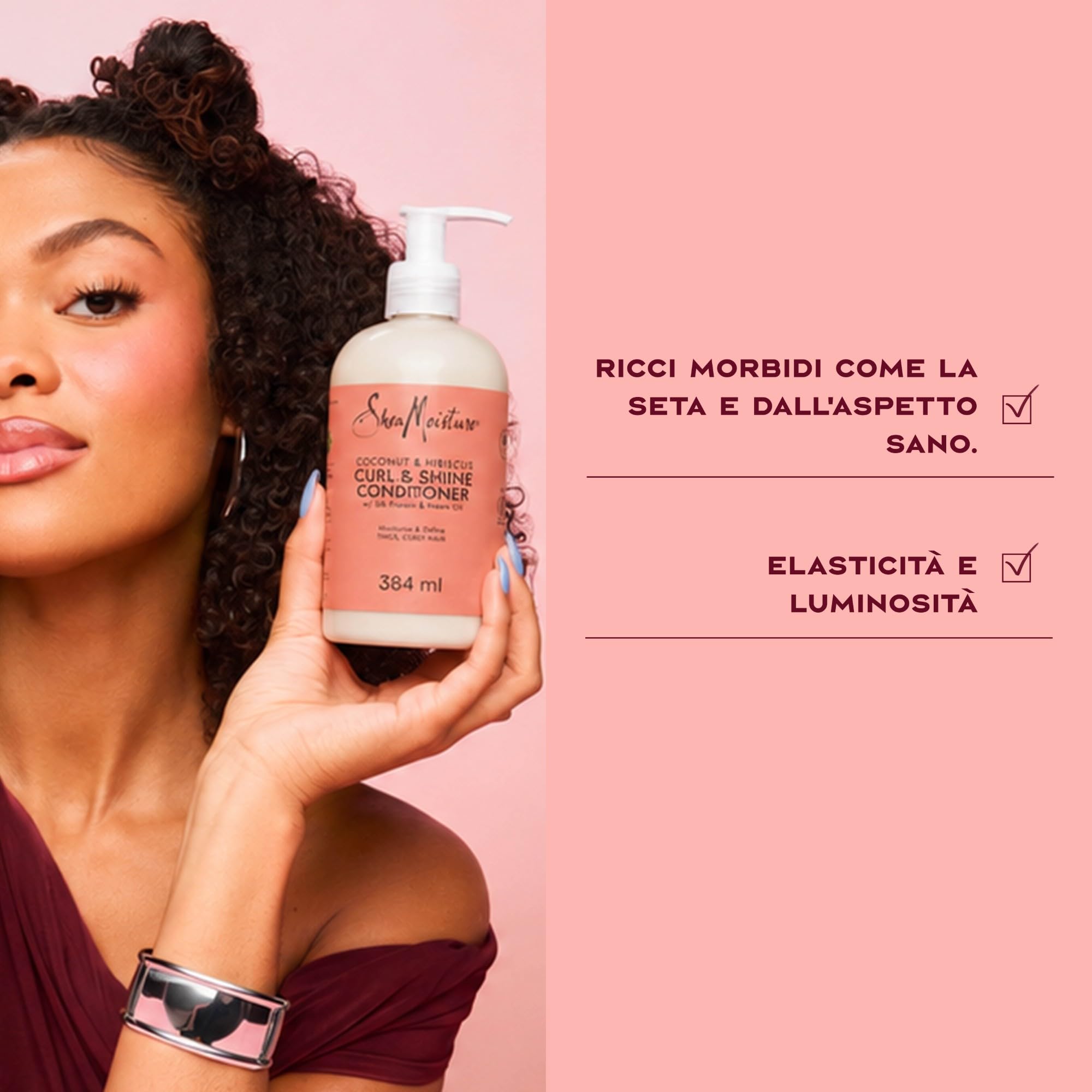 SheaMoisture Cofanetto Regalo Curl & Shine, Con Shampoo, Balsamo e Crema Leave-In, Per Capelli Ricci e Afro, Idratazione ed Effetto Anti-Crespo, Con Olio di Cocco e Ibisco, 384ml + 384ml + 326ml