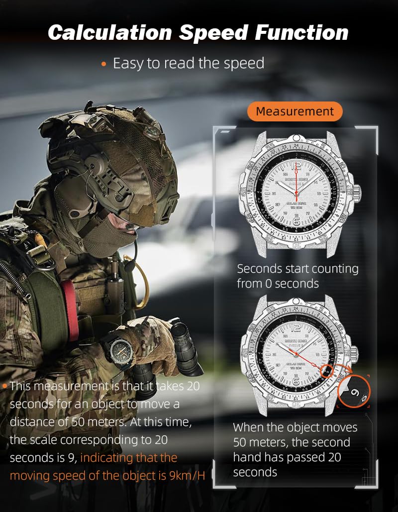 NORTH EDGE Montre Solaire Homme Aviation, Étanche 50M, Cadran Phosphorescent, Bracelet Silicone (46 mm)