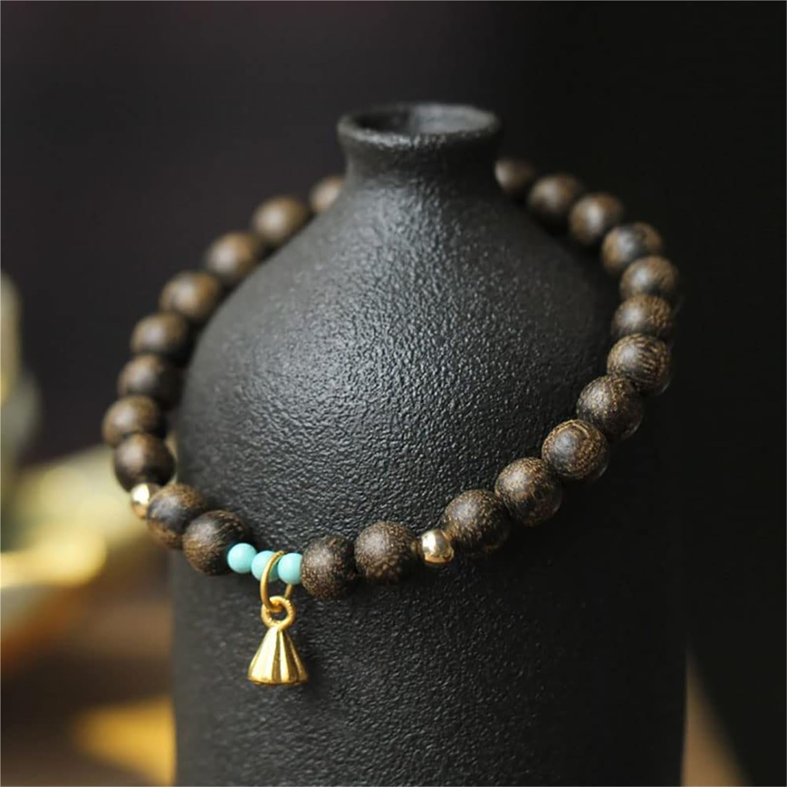 Natürliches vietnamesisches Agarholz-Mala-Armband für Yoga und Meditation, handgefertigte Buddha-Perlen mit Edelsteinen, 6,5 mm Gebetsarmband für Frieden und Gesundheit