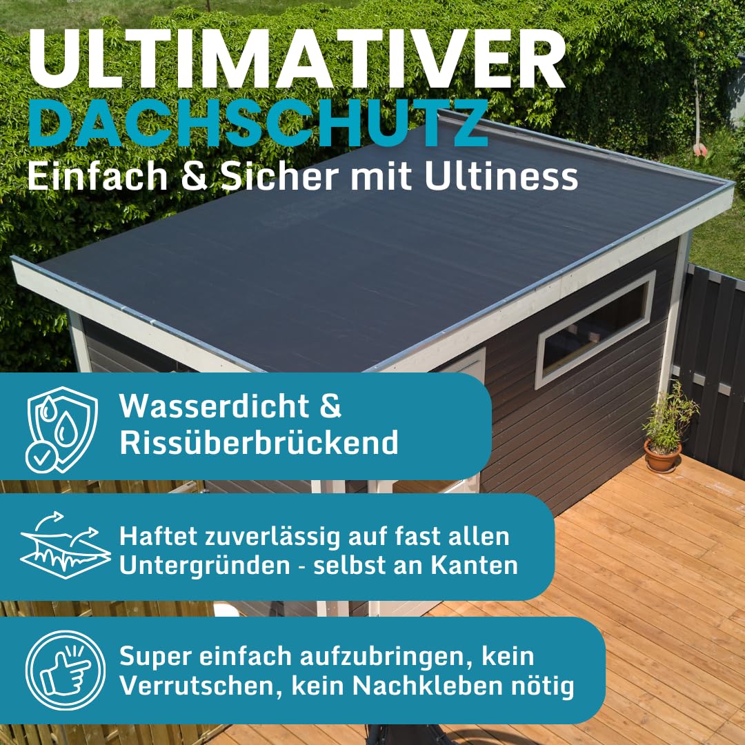Dachfolie Aluminium selbstklebende Folie, Alternative zu Dachpappe | selbstklebend, KSK Dachbahn für Schuppen, Carports, Folie selbstklebend silbergrau 5 x 1 Meter, Bitumenbahn, Wasserdicht, Alu