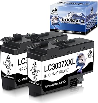 DOUBLE D Compatible Ink Cartridge Pigment Replacement for Brother LC3037 XXL LC3037XXL LC3037BK for MFC-J5845DW MFC-J5845DW MFC-J5945DW MFC-J6545DW MFC-J6945DW MFC-J6545DW XL 2-Pack Black
