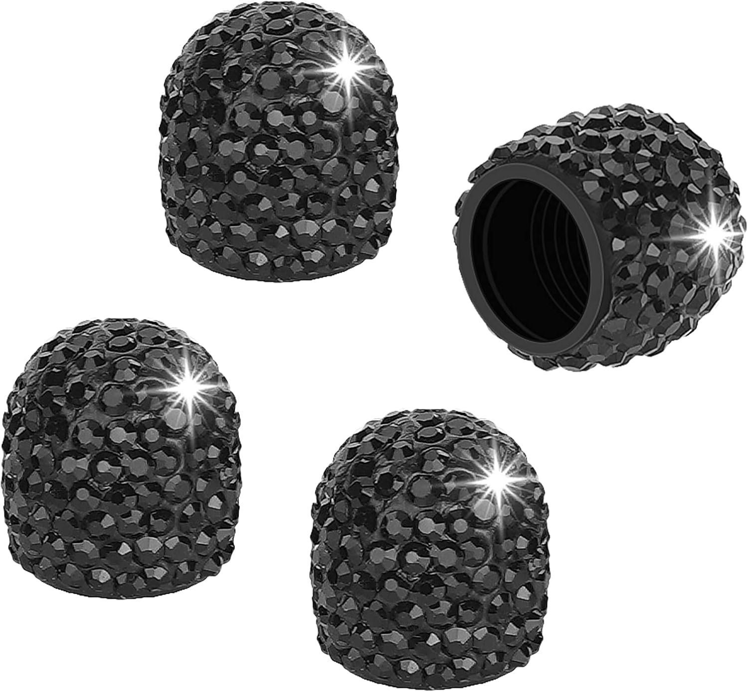 Bling Black Valve Stem Caps tifanso Universal 4 Pack Tire