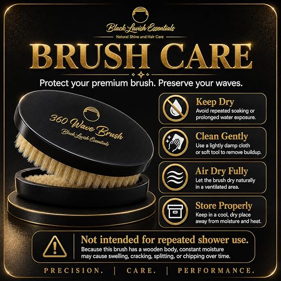 360 Wave Brush, Build Deeper Waves, Soft & Hard Boar Bristle Curved Brushes (Soft Brush, Black)