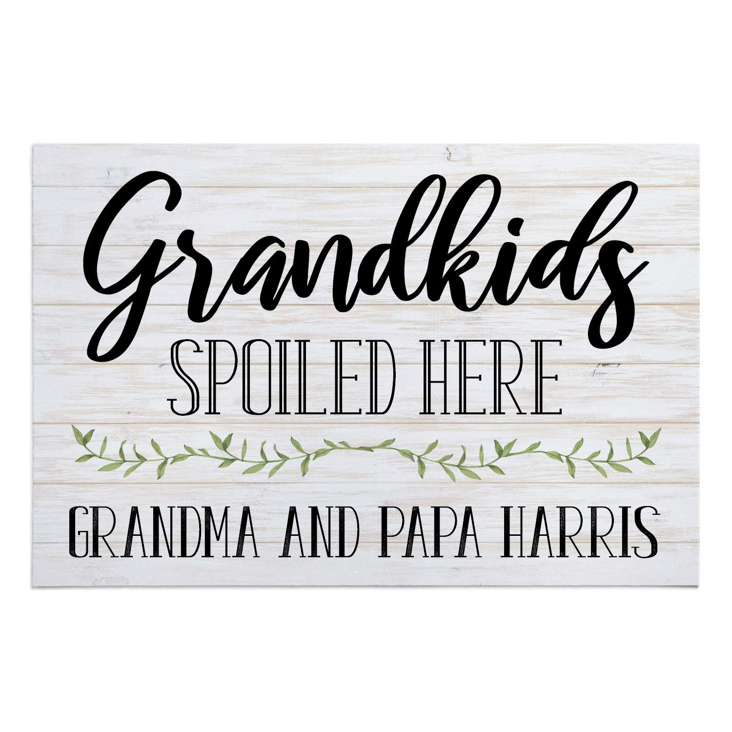 Personalized Planet Grandkids Spoiled Here Doormat with Custom Personalization Printed on White Rectangular 1/4” Thick Non Slip Mat for Kitchen Hallway Deck or Porch, 27x18