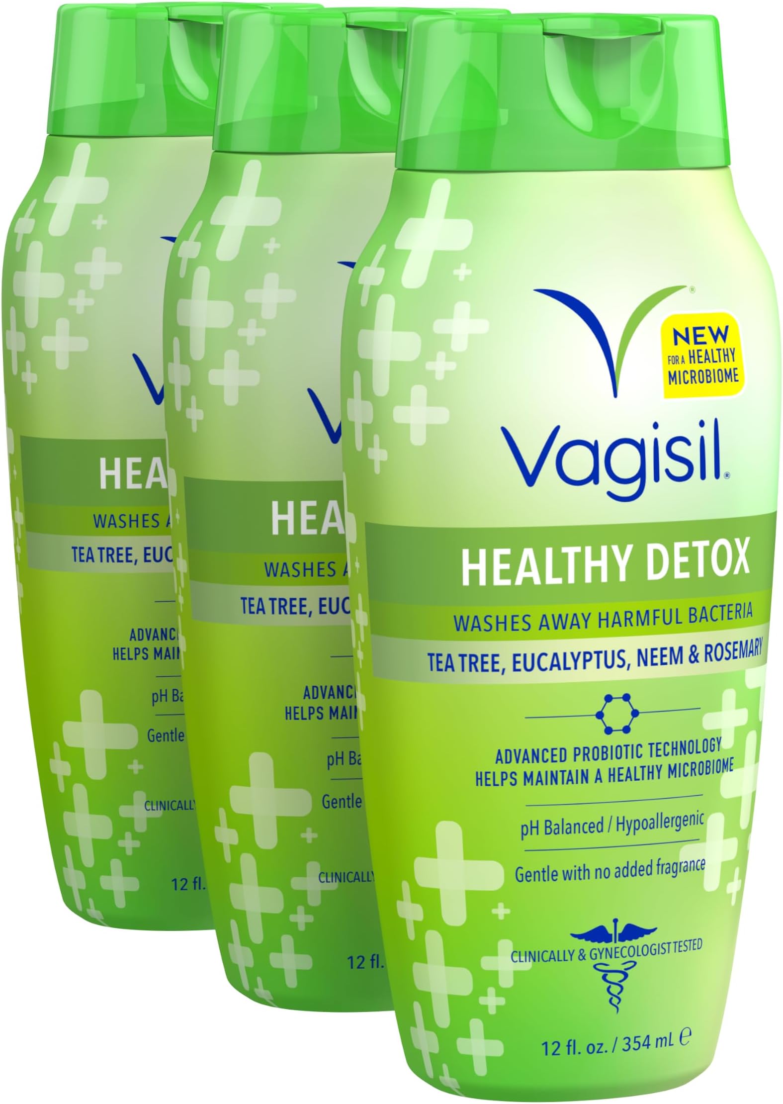 Feminine Wash for Intimate Area Hygiene, Healthy Detox, All Over Body Wash for Women, Gynecologist Tested, Hypoallergenic and pH Balanced, 12 Fl Oz (Pack of 3)