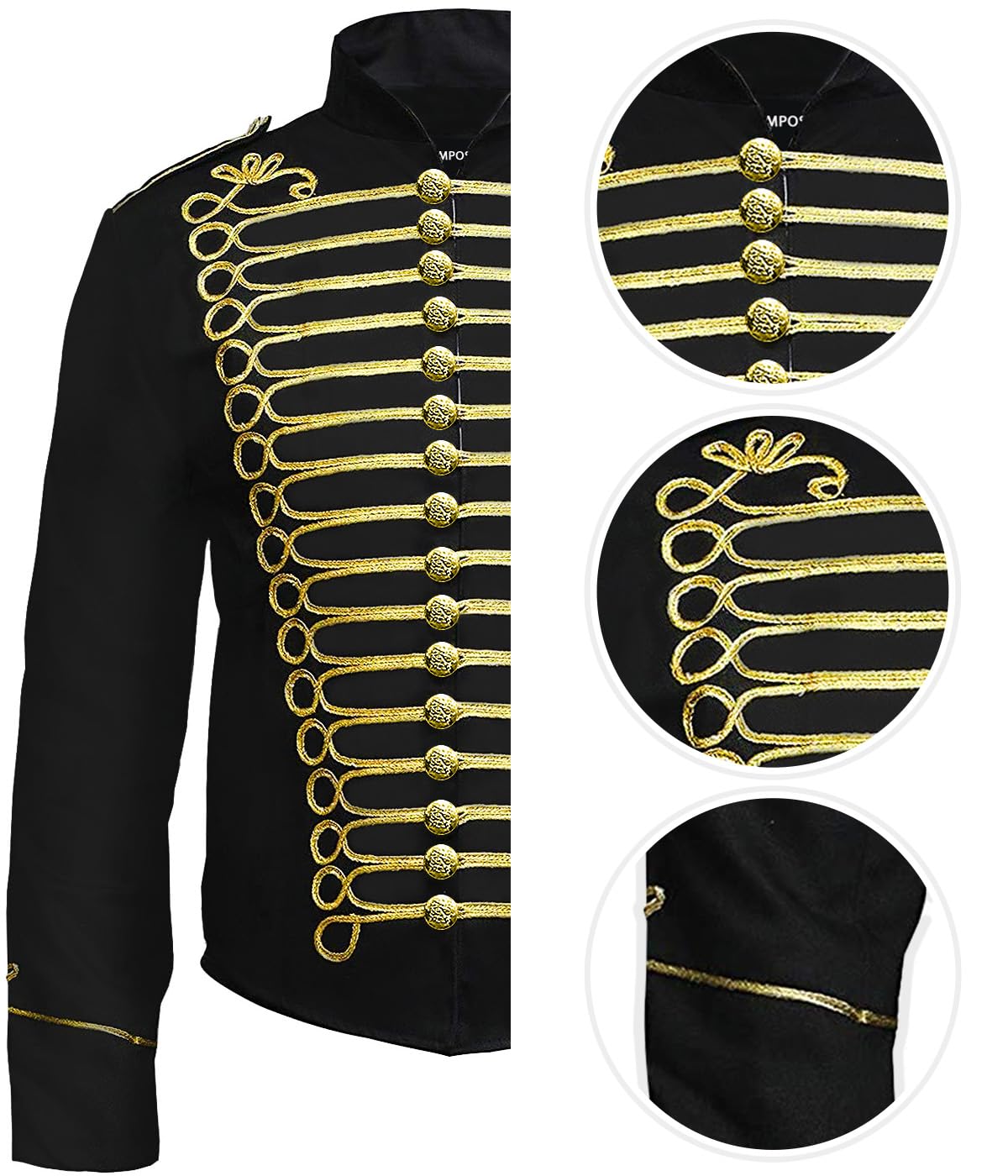 Pamposh Steampunk Hussar Napoleon Military Drummer Défilé Veste