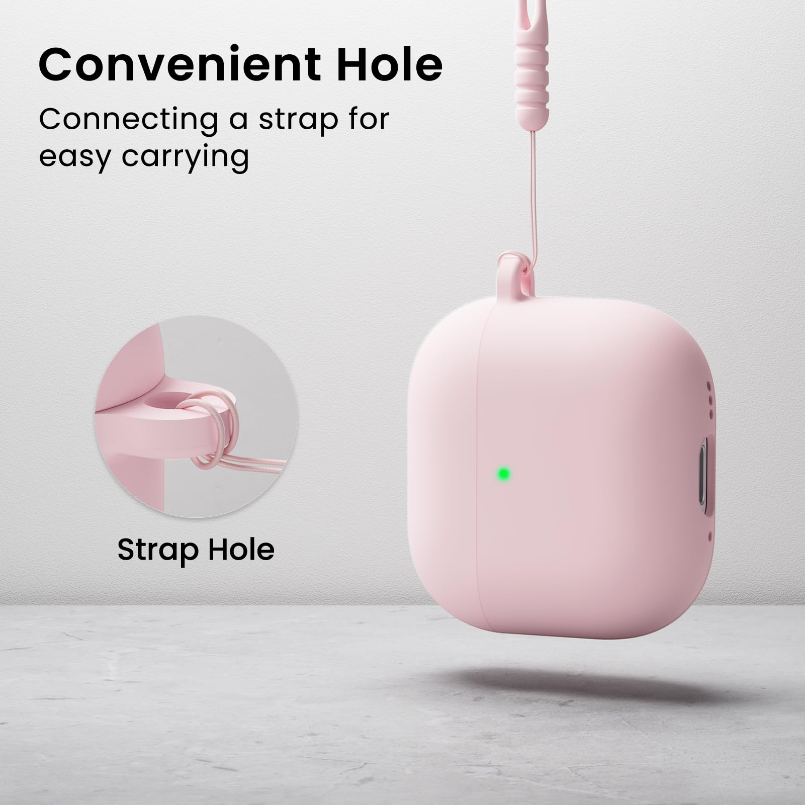 ORNARTO Silikonowe etui do AirPods 4 - różowe | 2-częściowe etui silikonowe z 2-warstwową strukturą, ochroną przed wstrząsami, smyczą i narzędziem do demontażu