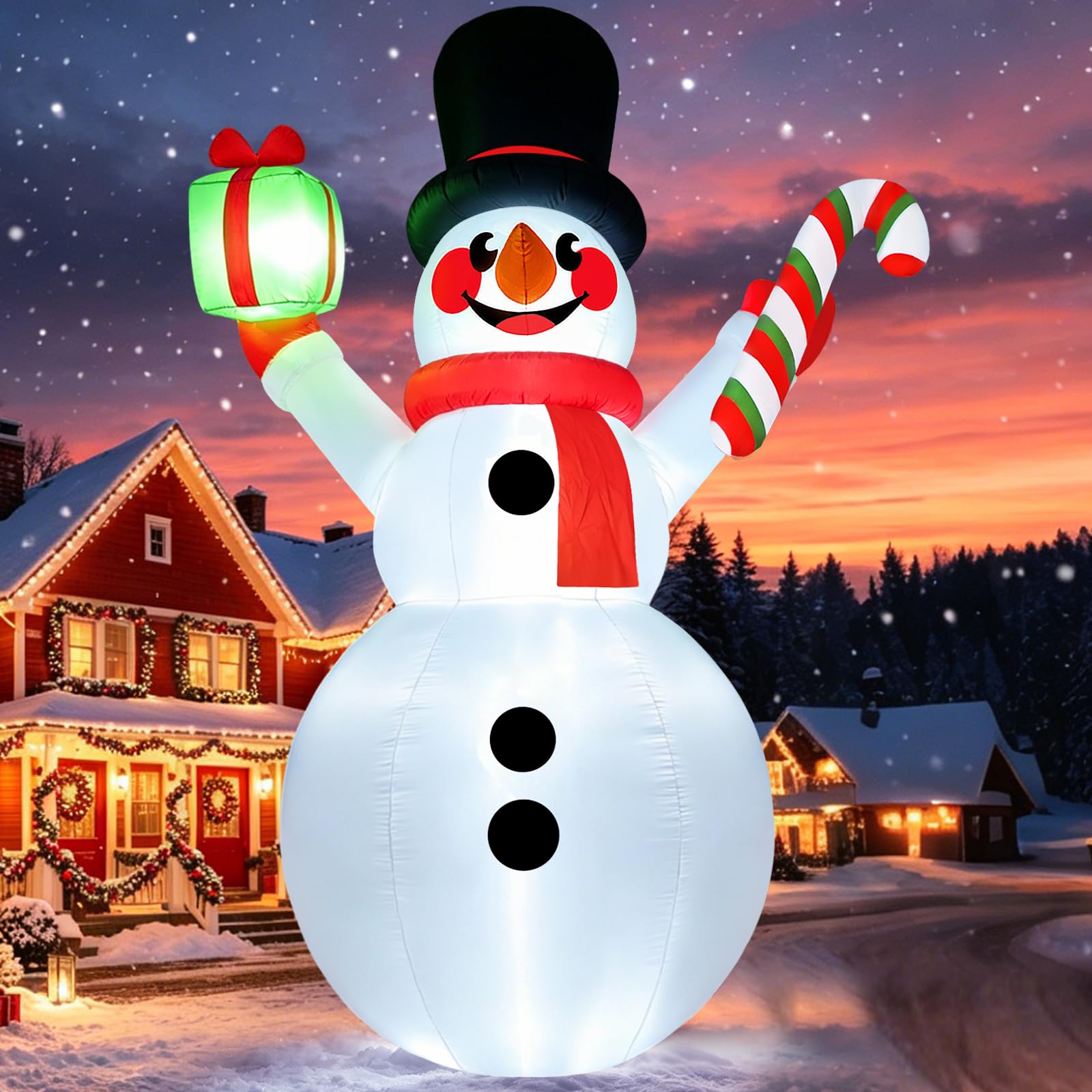 Danxilu 12 FT Giant Christmas Inflatable Snowman with Gift Box & Candy Cane