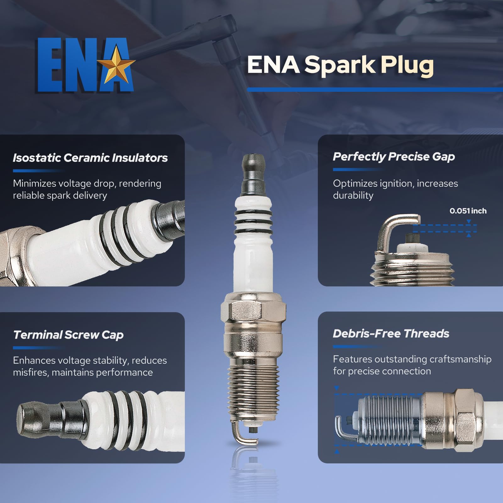 Amazon.com: ENA Set of 6 Spark plug for SP413 AGSF32N