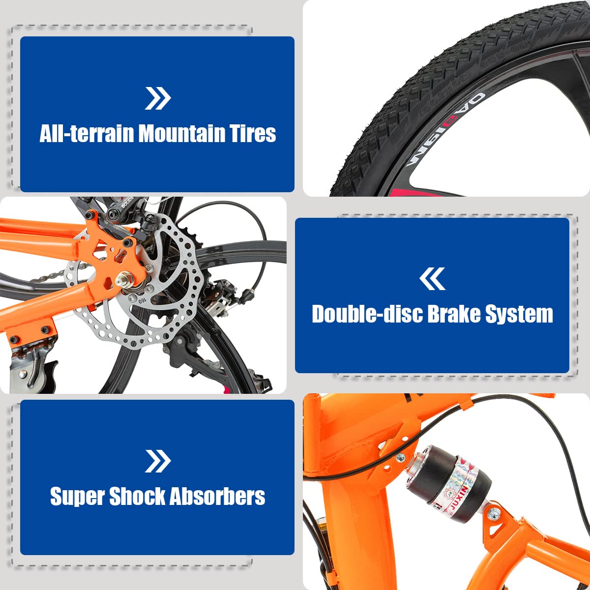 Max4out 26 Inch Folding Mountain Bike with Full Suspension High Carbon