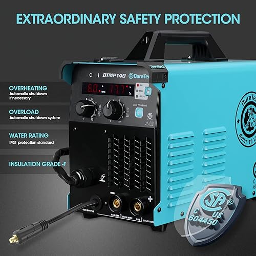 Miniatura 4 de DURATECH Soldador MIG de 140 amperios, soldador de núcleo de flujo de 120 V, kit de soldadura MIGLift TIGStick 3 en 1 con alimentación de alambre