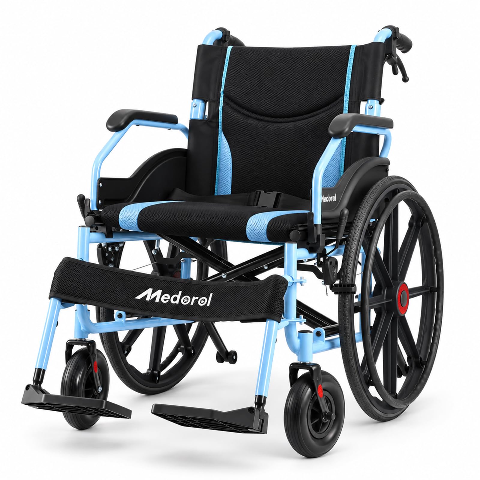 Wheelchairs for Adults, 22 Inch Wide Seat Bariatric Wheelchair, 400 lbs Capacity Heavy Duty Foldable Manual Wheelchair, Self-Propelled with Hand Brakes
