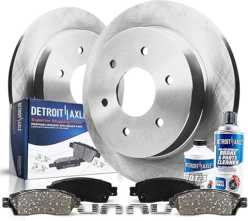 Detroit Axle  Par de 2 rotores de freno traseros con almohadillas de cerámica con limpiador de frenos y hardware para 2006 2007 2008 2009 2010