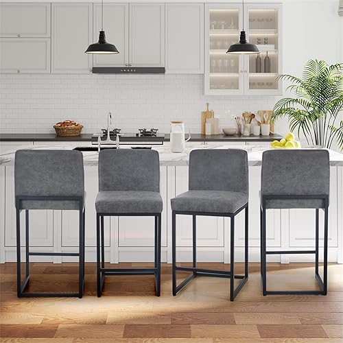 Miniatura 60 de Sophia & William Juego de 2 taburetes de bar marrones, taburetes de bar de 24 pulgadas de altura de mostrador para isla de cocina, taburetes de bar