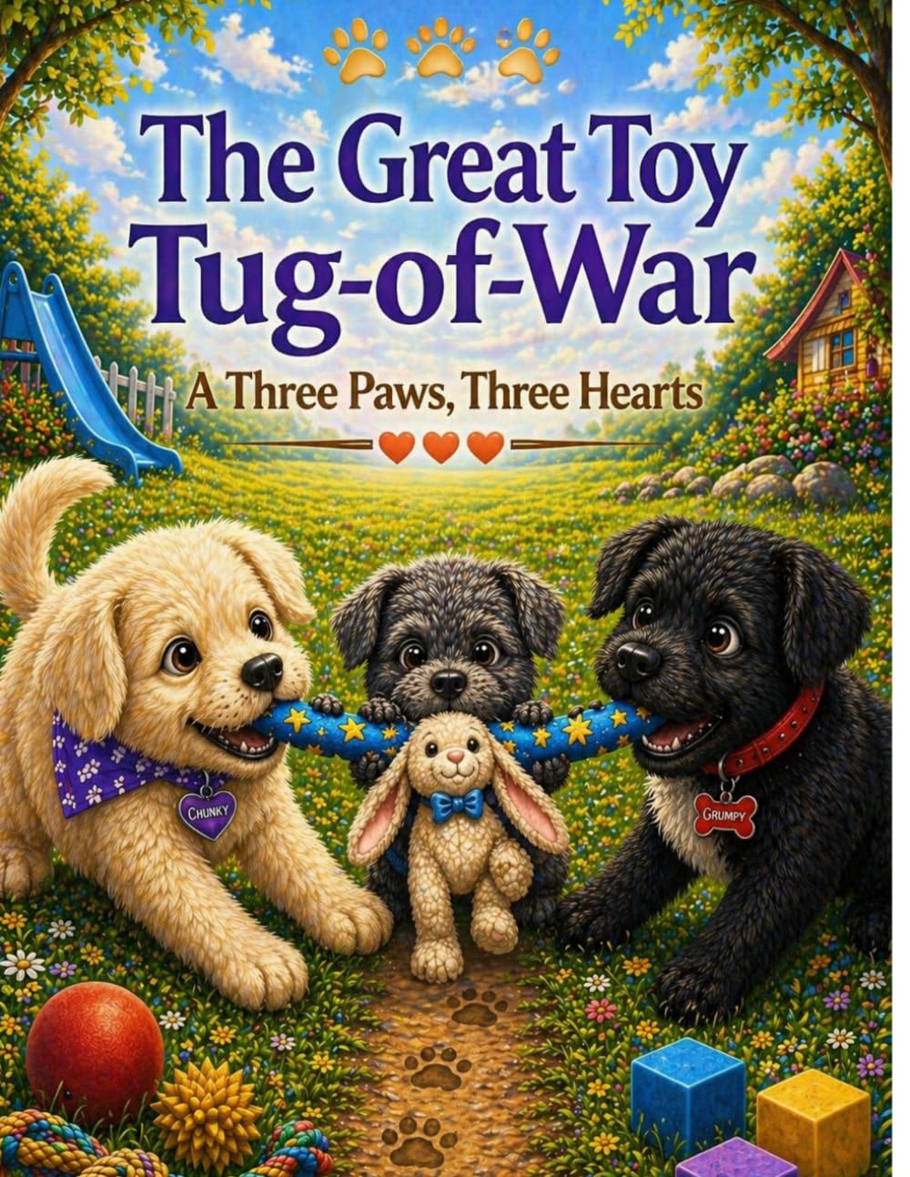 The Great Toy Tug-of-War!: A Three Paws, Three Hearts Adventure for Kids Ages 3–8 | A Heartwarming Dog Story About Sharing, Teamwork & Friendship