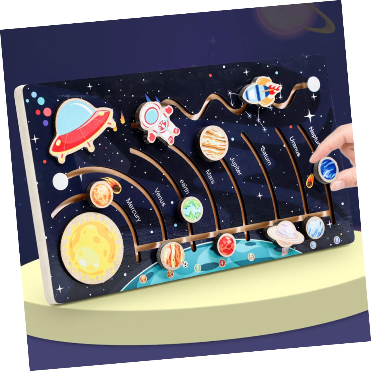 SUPVOX Puzzle di Legno Pianeti del Cosmo per Bambini, Giocattolo Educativo e Didattico, per Attività di Apprendimento Prescolare