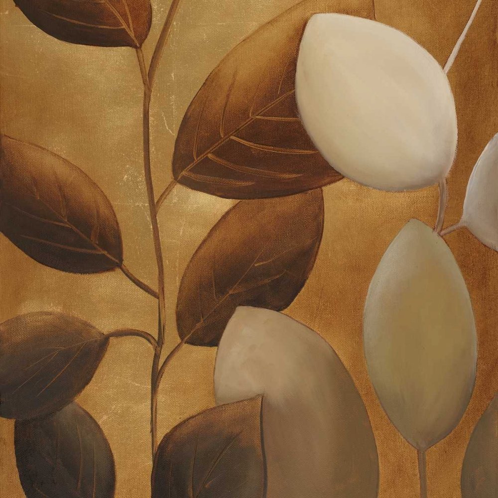 Image sur toile enroulée Gold Eco-Chic II Pinto Patricia – Nature Square Art Print Gold Eco Chic Feuilles cuivre métallique Marron B Canvas Fine Art 30_X_30_in