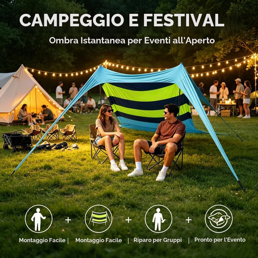 Spiaggia ombra tenda tenda da sole 4-5 persone protezione solare impermeabile blocco leggero ed elastico parasole tende da spiaggia
