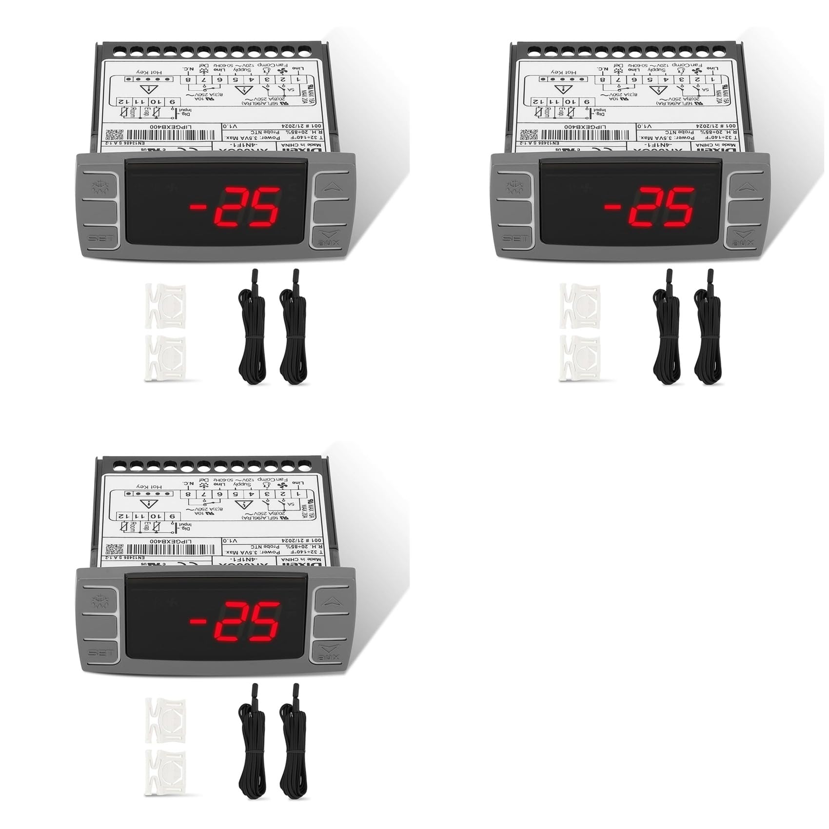 Jnchdghwa 3X XR06CX-4N1F1 Temperature Controllers, Programmable Digital Thermostat with Sensor Probe