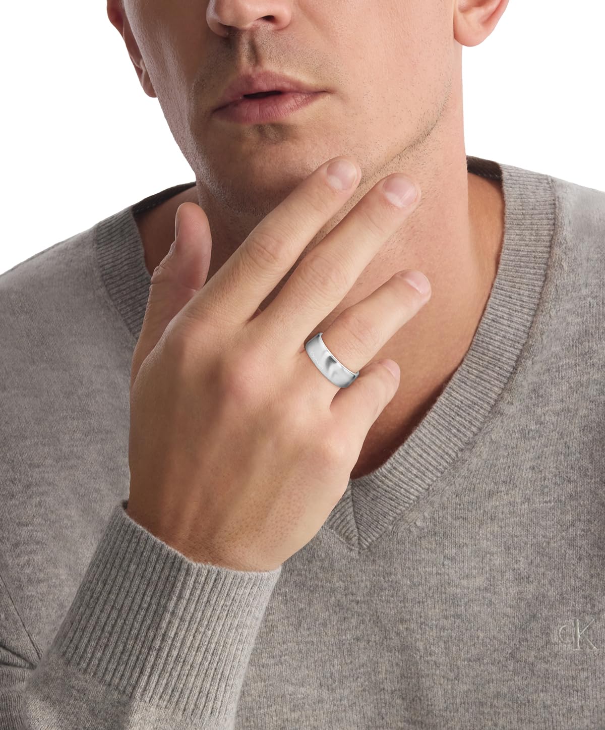 Calvin Klein Anello in Acciaio Inossidabile da Uomo Collezione CK METALLIC WAVES - Disponibile in Versione Argento o GunMetal