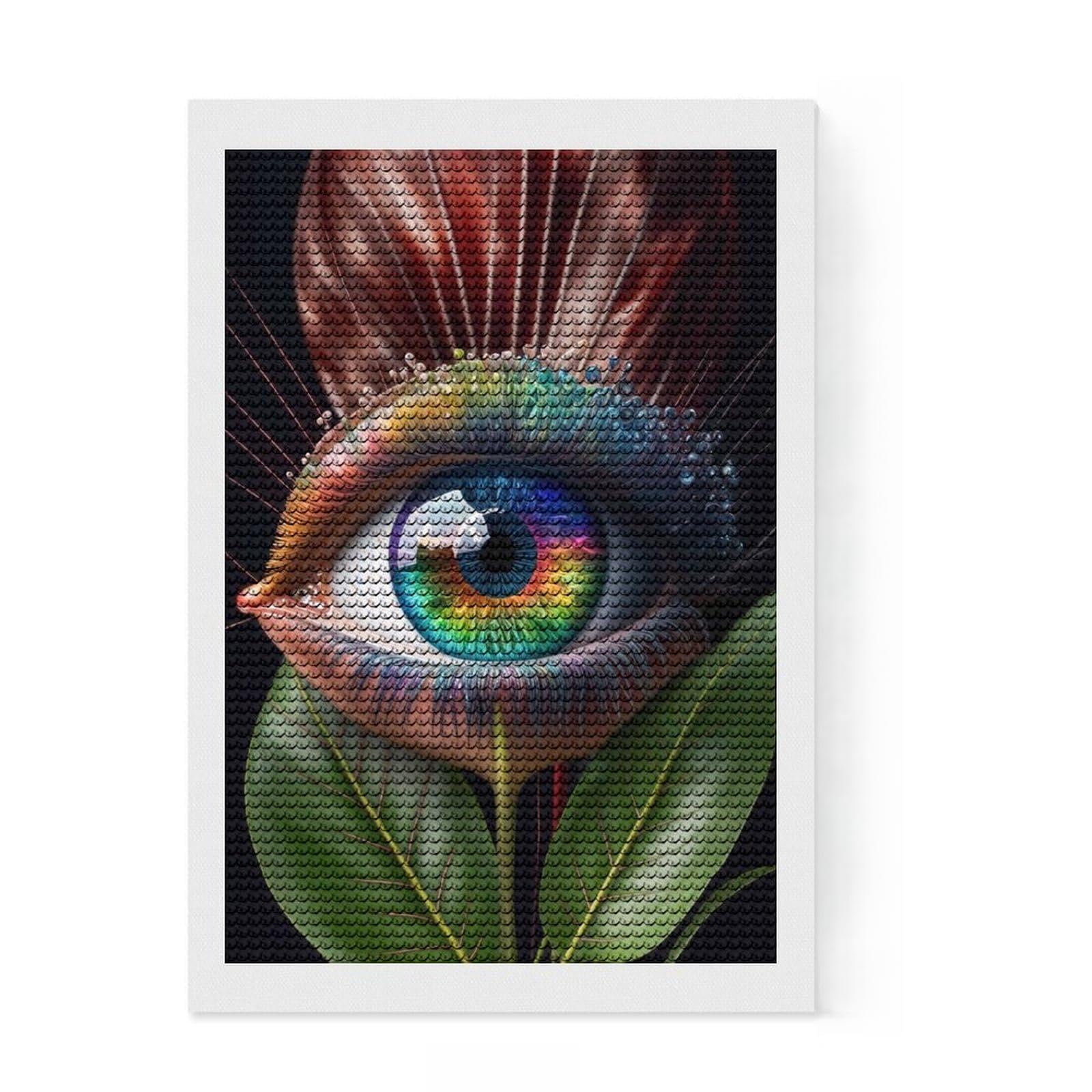 Junmoney Blooming Eye Full Drill Diamond Painting Kit 8"x12", Relaxing DIY, Stress Relief Craft, Relaxing Handmade Project, Modern Decor
